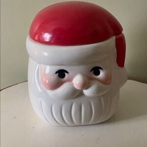 Christmas Santa Claus Ceramic Cookie Jar - Red and White